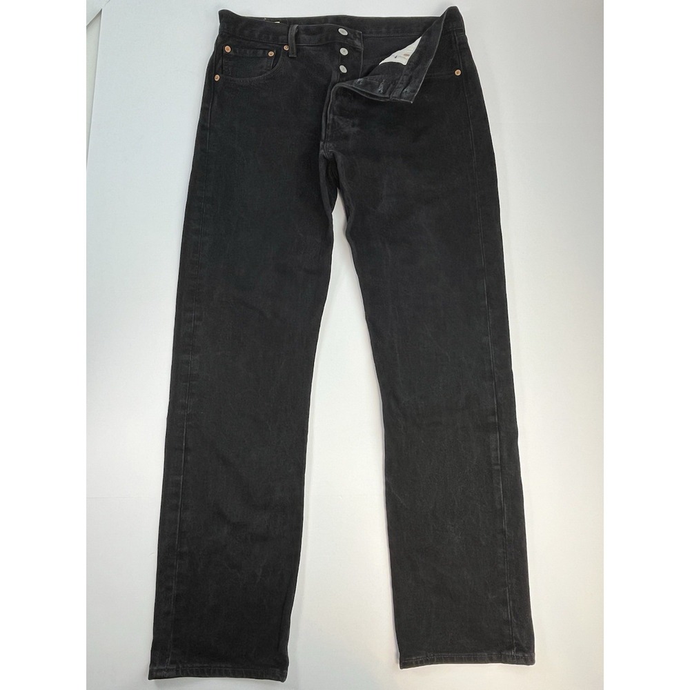 Levis Premium 501 93 Straight Leg Jeans Mens 33x32 Black Denim Button Fly Pants